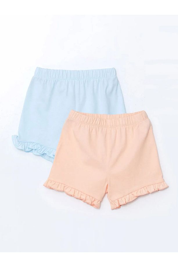 LCW Kids Siyah Beli Lastikli Basic Kız Çocuk Şort 2'li - 1
