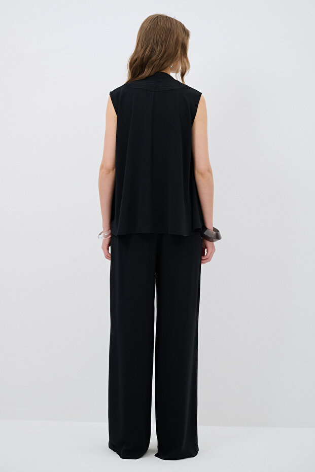 Fularlı V Yaka Bluz - 7