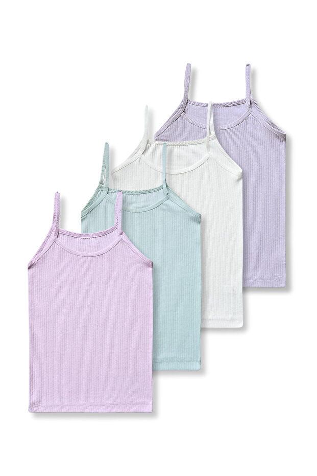 95% Cotton Girls' Ribbed Thin Strap Undershirt Set of 4 / Undershirt / Underwear