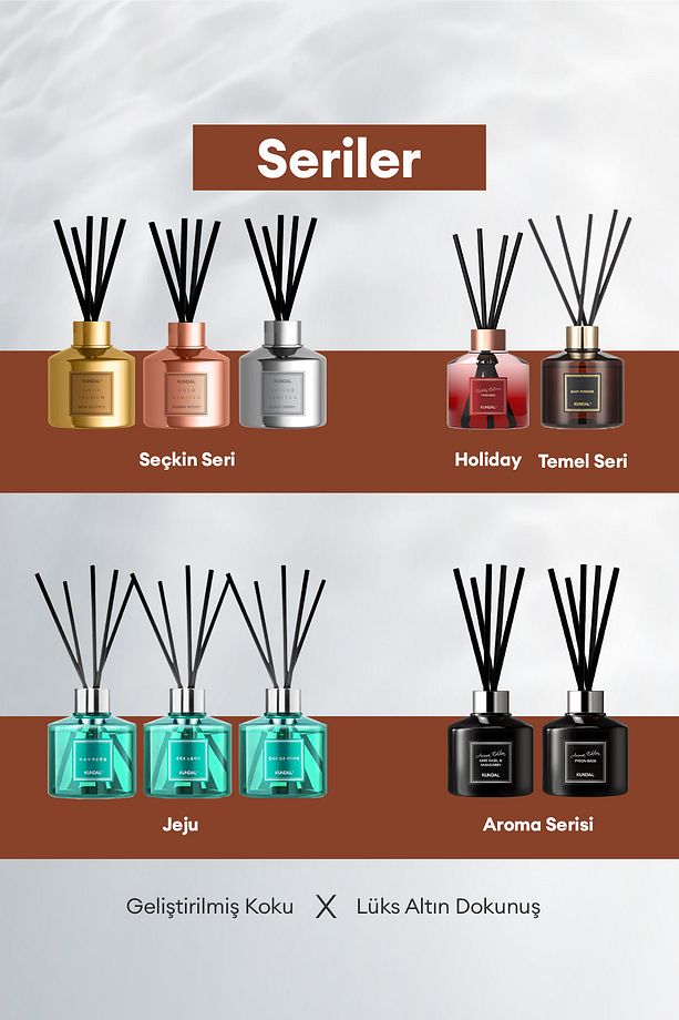Parfüm Difüzörü Seçkin Seri KUNDAL Perfume Diffuser Rose Gold Edition 200ml 2 Adet (Jasmine Woody) - 7