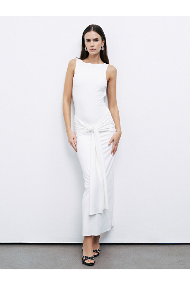Sırt Dekolteli Maxi Elbise - 2