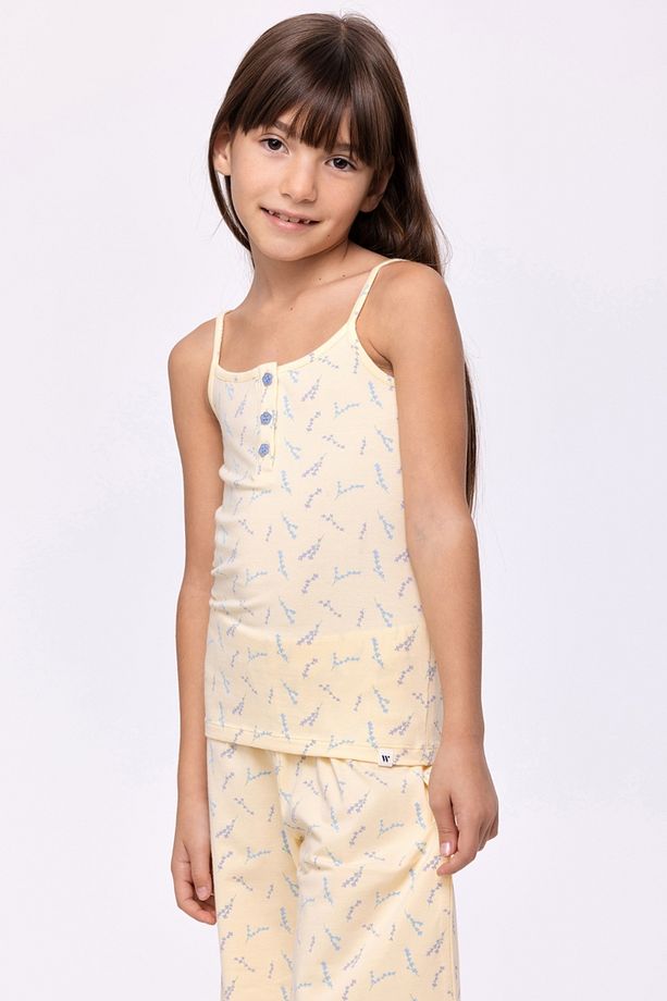 10-16 Yaş Kız Çocuk Pijama-Tpb - 932-Çiçek Baskılı Ekru - 4