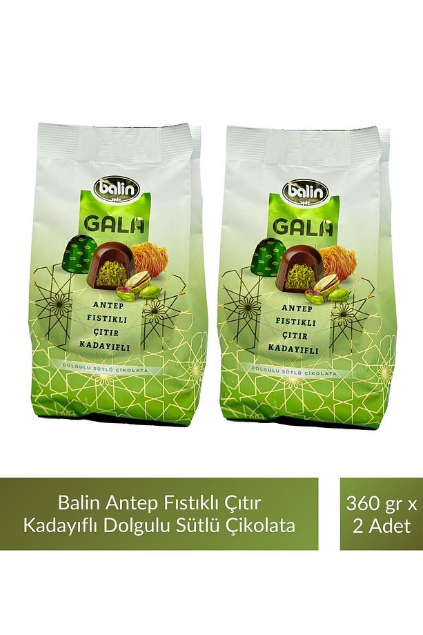 Balin Antep Fıstıklı Çıtır Kadayıflı Dolgulu Sütlü Çikolata 360 gr x 2 Adet - 1