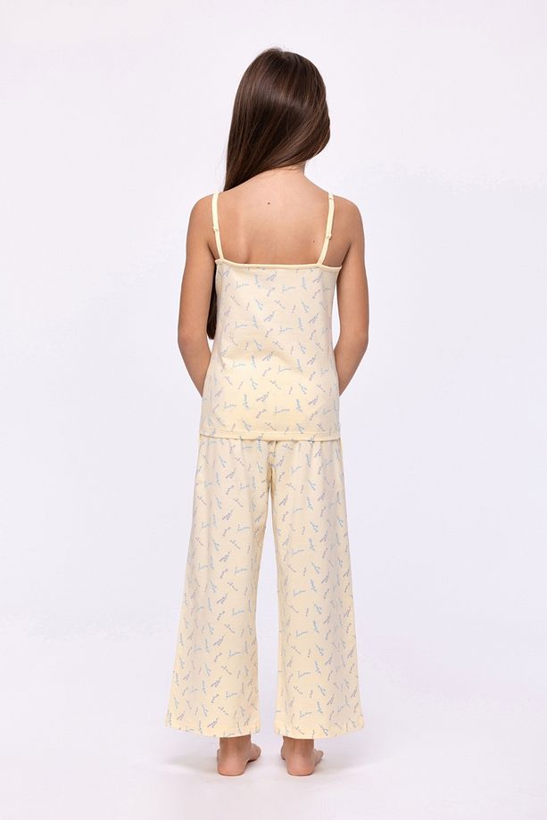 10-16 Yaş Kız Çocuk Pijama-Tpb - 932-Çiçek Baskılı Ekru - 2