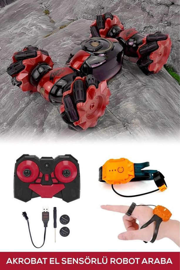 El Sensörü Ile Hareket Eden Akıllı Robot Araba Kırmızı - 1