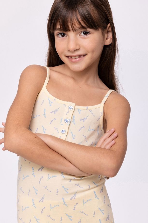 10-16 Yaş Kız Çocuk Pijama-Tpb - 932-Çiçek Baskılı Ekru - 3