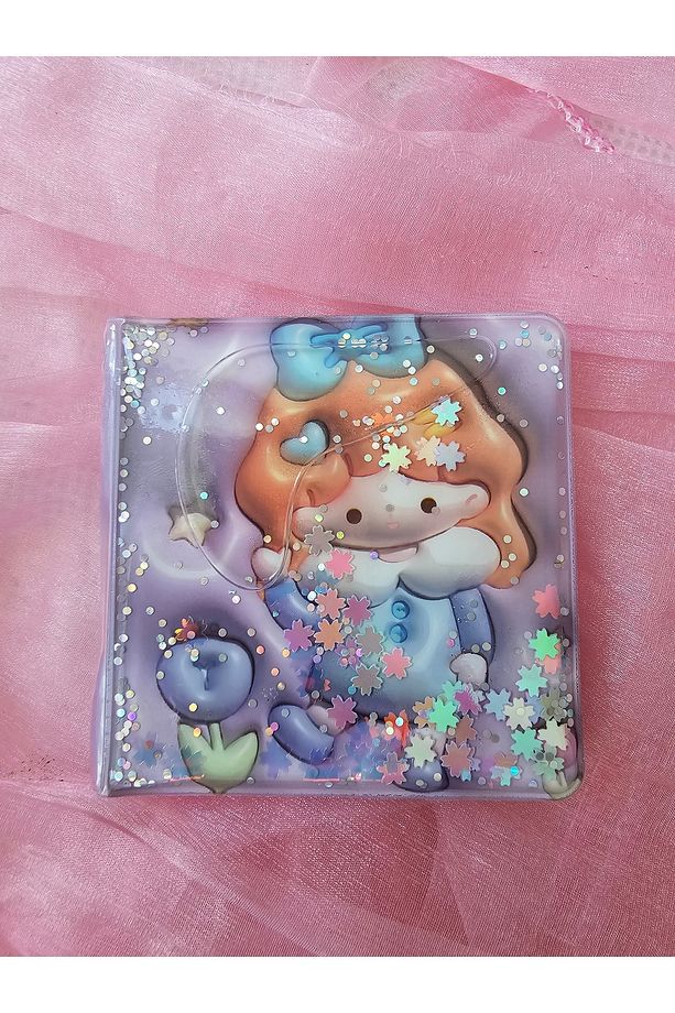 Simli Sulu Kapaklı Stickerlı Midi Boy Kare Not Defteri (1 Adet) - 1