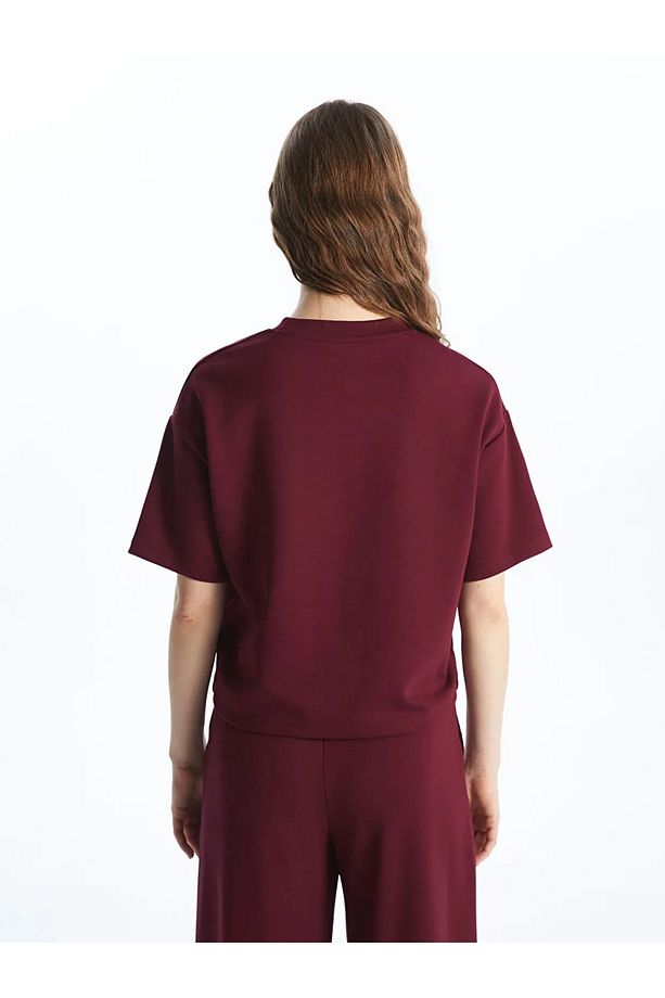 XSIDE Bej Bisiklet Yaka Oversize Kadın Tişört - 3