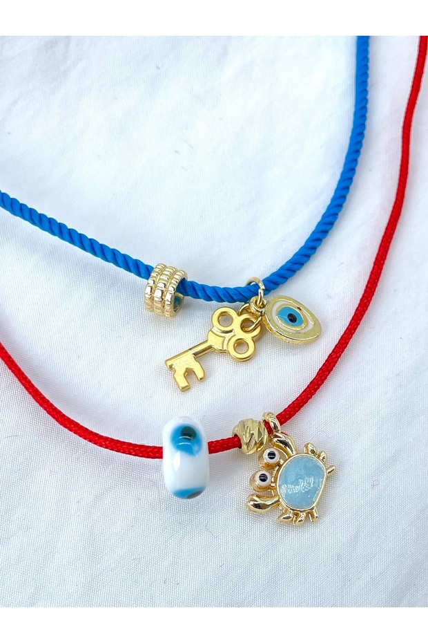 Set of 2 Minimal Twisted Rope Luck Evil Eye Necklace
