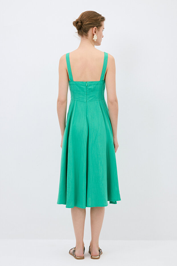 V Yaka Kloş Elbise - 7