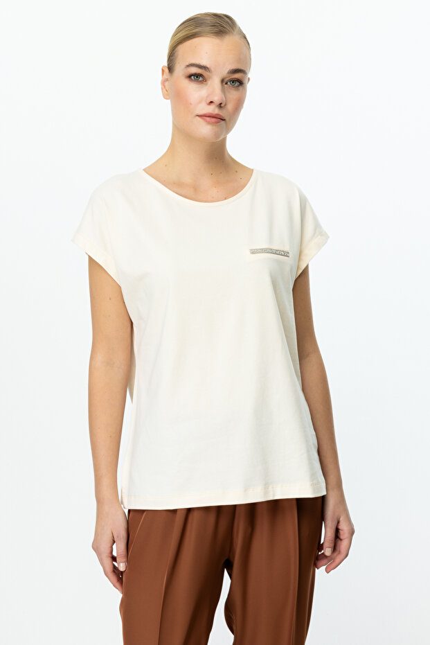 Taş Detaylı Basic Bluz - 1