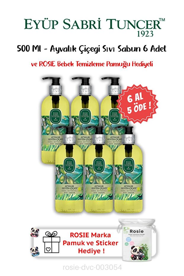 Ayvalık Olive Blossom Buy 6 Get 5 Liquid Soap 500 ml and Rosie Gift