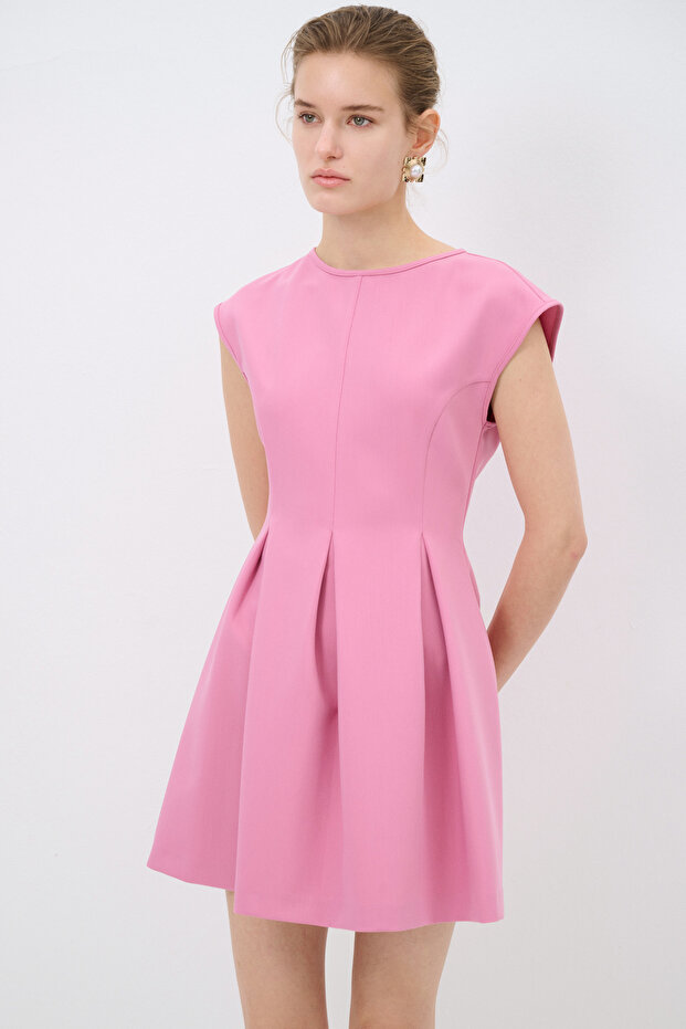 Pileli Mini Elbise - 3