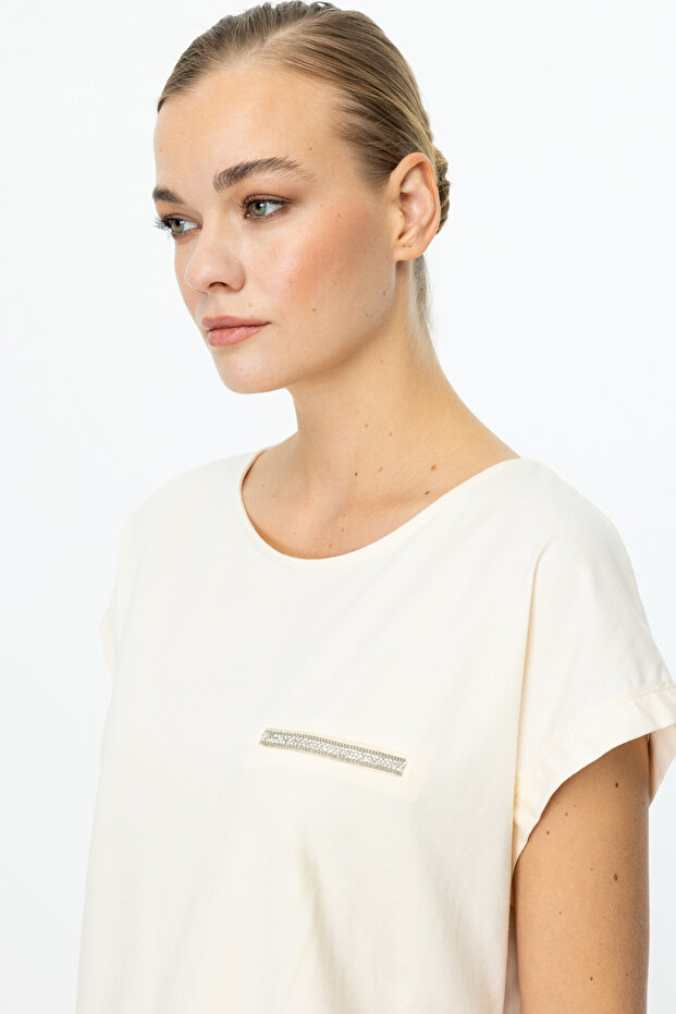 Taş Detaylı Basic Bluz - 3