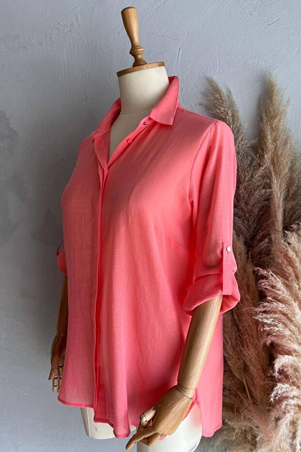 Plus Size Patterned Viscose Tunic Shirt - 3