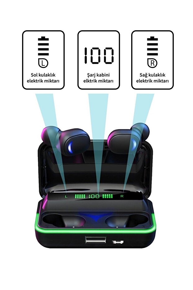 Ios-android Uyumlu Kablosuz Kulakiçi V5.1 Mikrofonlu Powerbank Kutulu Db-17 Bluetooth Kulaklık - 2