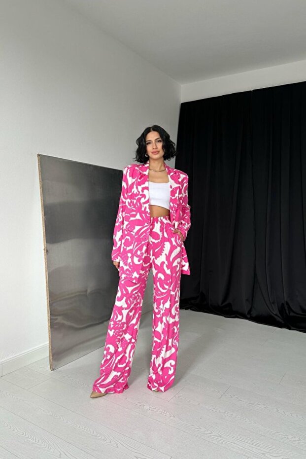 مجموعة سترة وسراويل فوشيا من MODAVERA - 3