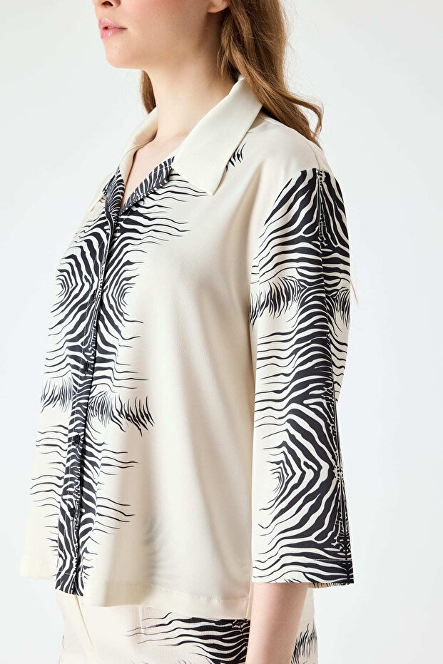 Zebra desenli kısa gömlek - 3