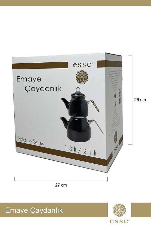 Emaye Çaydanlık Siyah 1.3 2.1 Lt - 4
