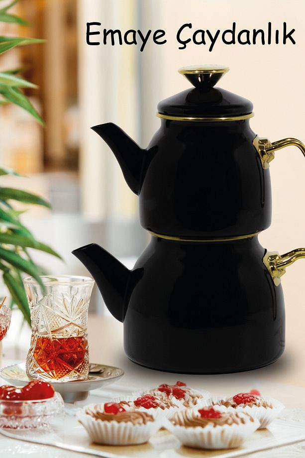 Emaye Çaydanlık Siyah 1.3 2.1 Lt - 3