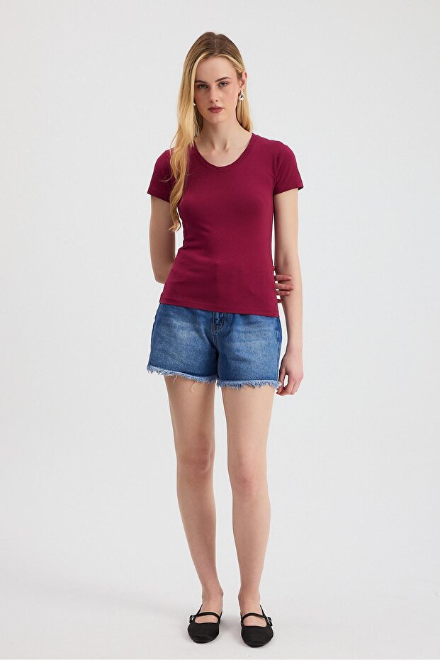 Burgundy V-Neck Bady 2215 - 2