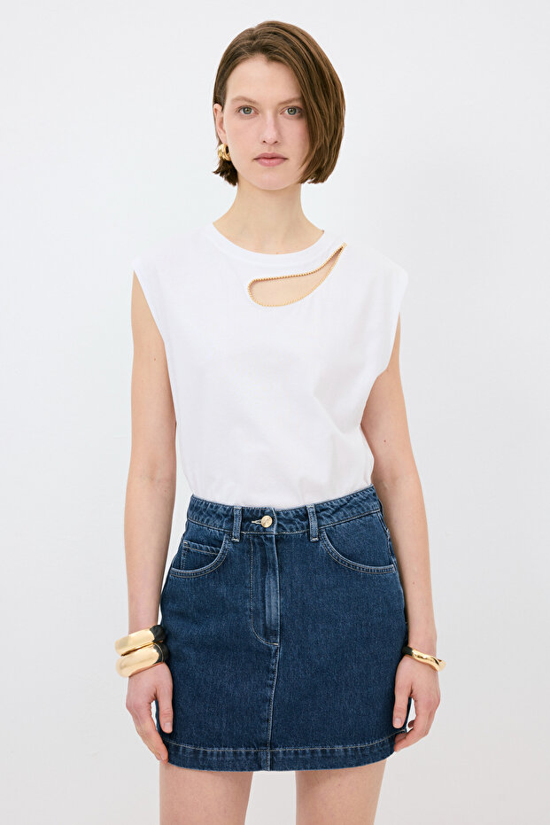 Cepli Mini Denim Etek - 4