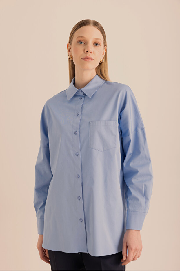 Açık Mavi Cotton Gömlek - 1