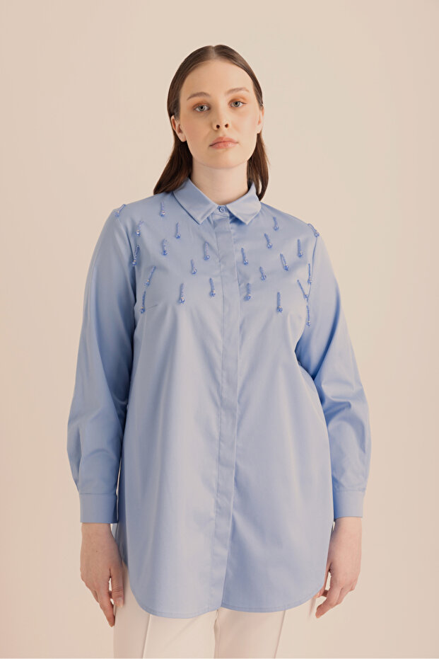 İşlemeli Cotton Gömlek - 1