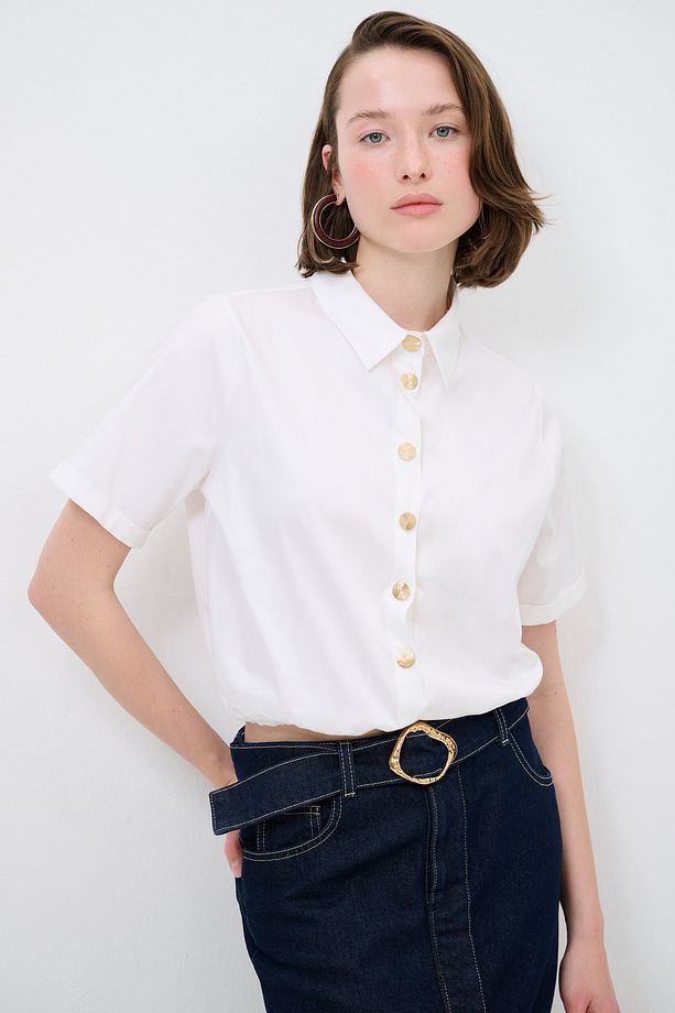 Çıtçıtlı Crop Gömlek - 1
