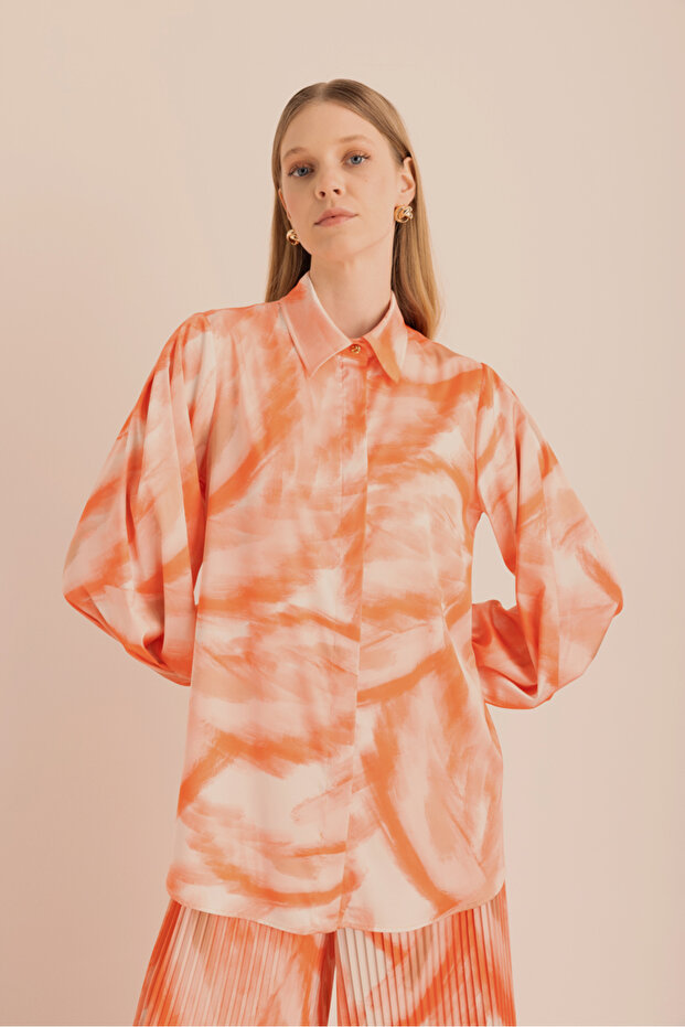 Patterned Satin Shirt - 1