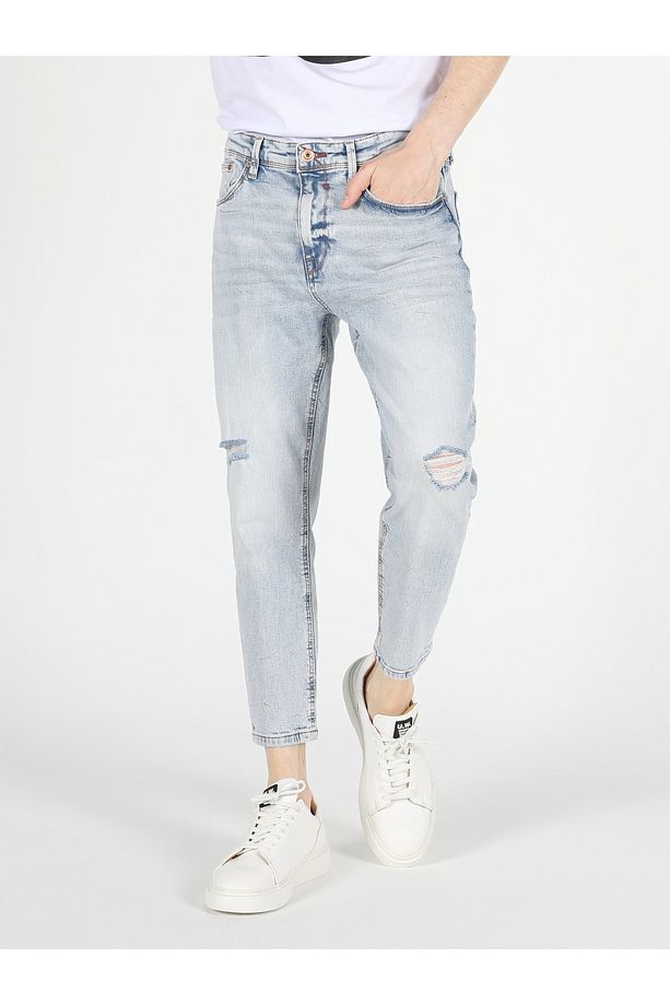 039 Lucas Carrot Fit Drop Crotch Havuç Paça Erkek Mavi Jean Pantolon Cl1059453 - 4