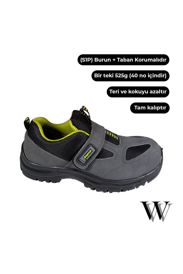 Baymax S-01 S1 P Deri Çelik Burun+Taban Korumalı İş Ayakkabısı Yazlık İnşaat İş Güvenlik Ayakkabısı - 1