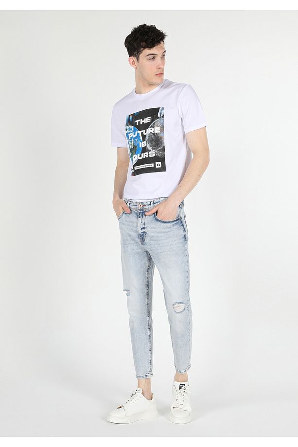 039 Lucas Carrot Fit Drop Crotch Havuç Paça Erkek Mavi Jean Pantolon Cl1059453 - 5