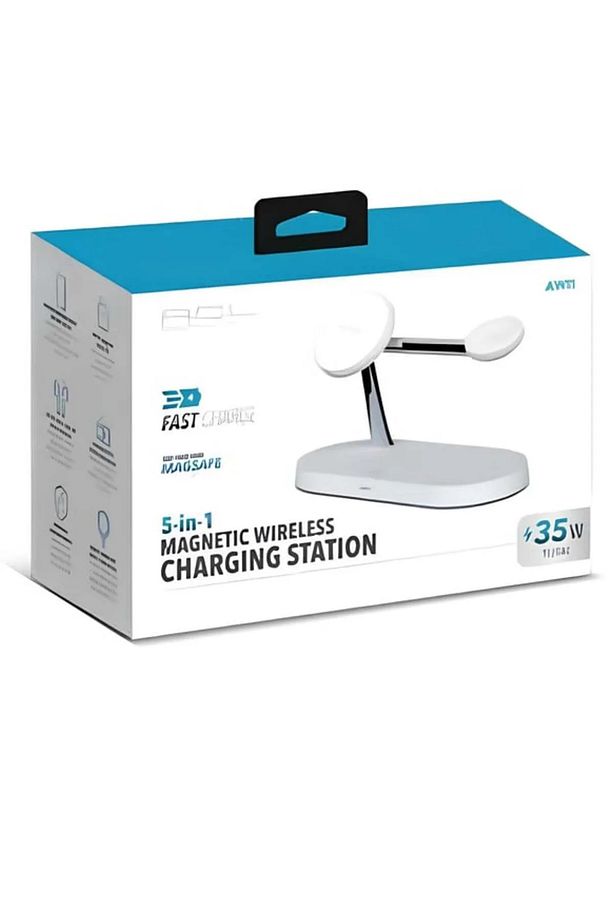 3'lü Wireless Kablosuz Şarj Standı Apple - Android Uyumlu 15W Hızlı Şarj Kulaklık - Saat Şarj Standı - 8