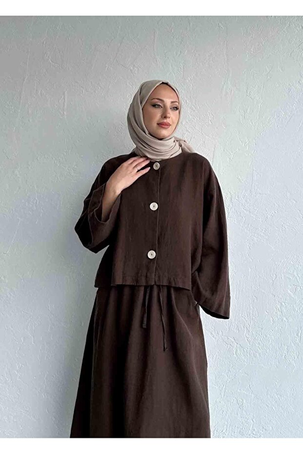 Mona Keten Ceket Kahve - 4