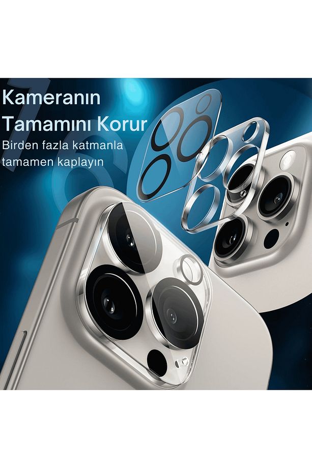 (TAM LENS) iPhone 16 Pro Max / 16 Pro Uyumlu Tek Parça Tam Kapatan Kamera Lens ve Yüzey Koruyucu - 4