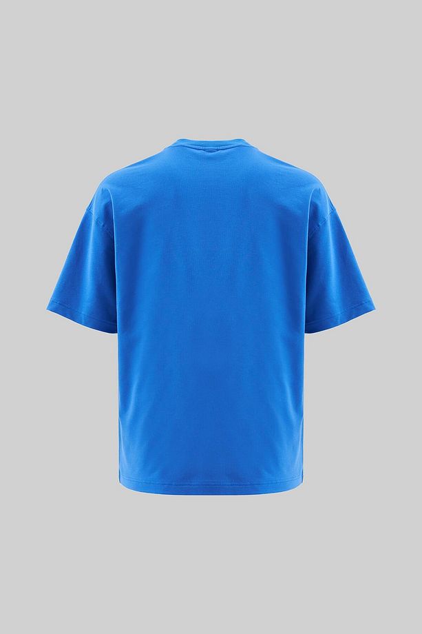 Erkek Swan Printed Oversize Soft Mavi Tişört - 2