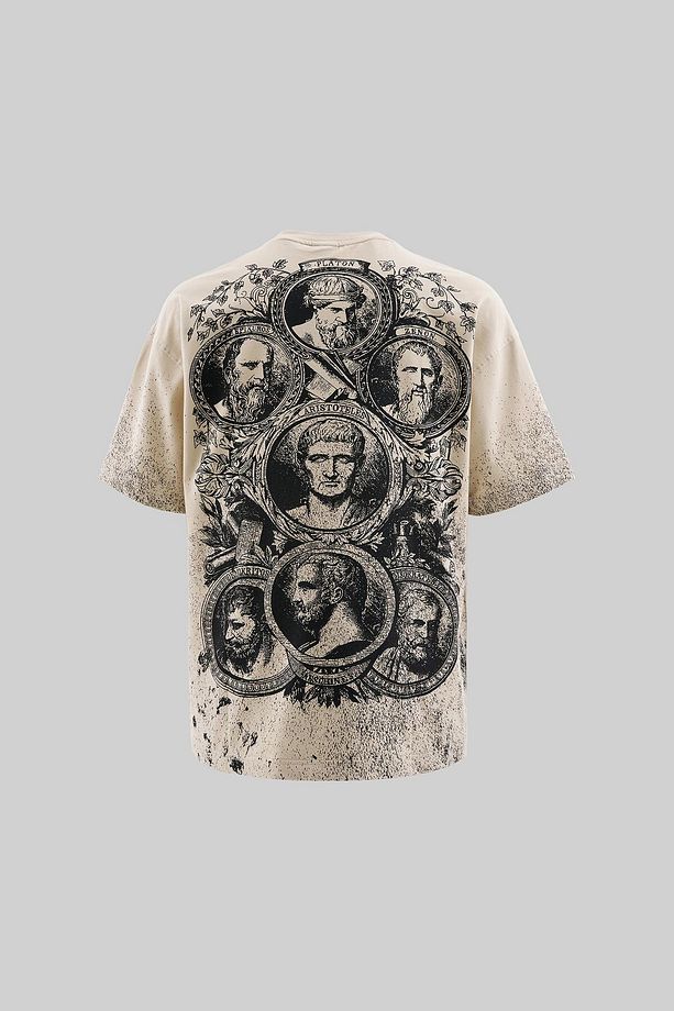 Erkek Philosophers Oversize Soft Bej Tişört - 1