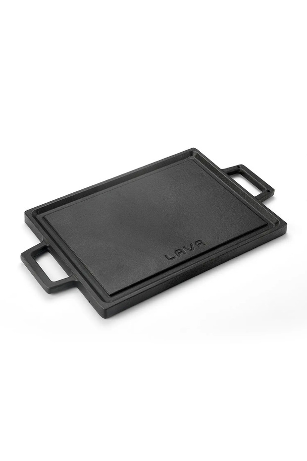 Cast Rectangular Reversible Grill Hot Plate Cast Iron Solid Double Handle Size 22x30cm - 2