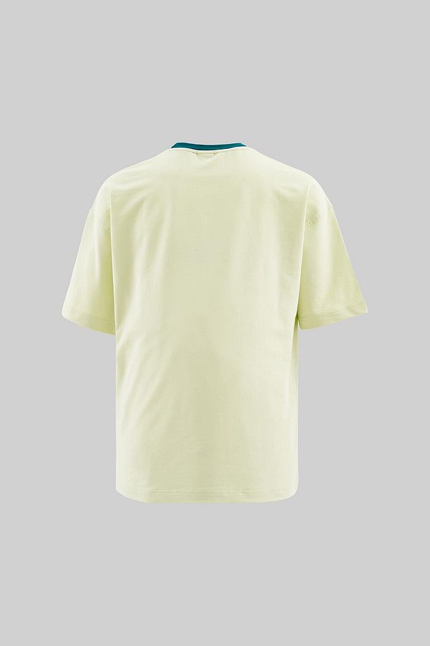 Erkek Colored And Technical Embroidered Oversize Limon Yeşili Tişört - 3