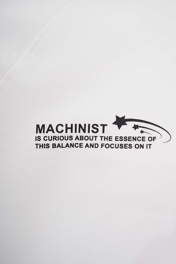 Erkek Slogan Printed Raglan Oversize Ekru Tişört - 4