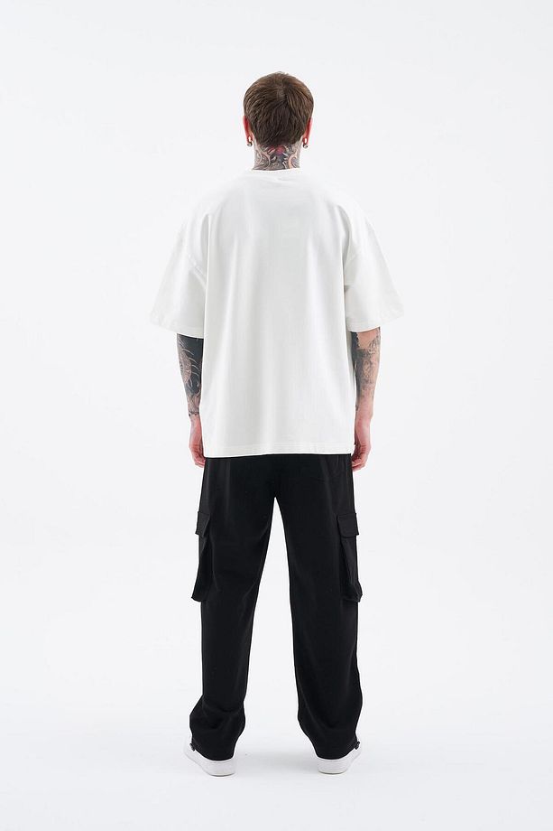 Erkek Printed And Zebra Oversize Ekru Tişört - 8