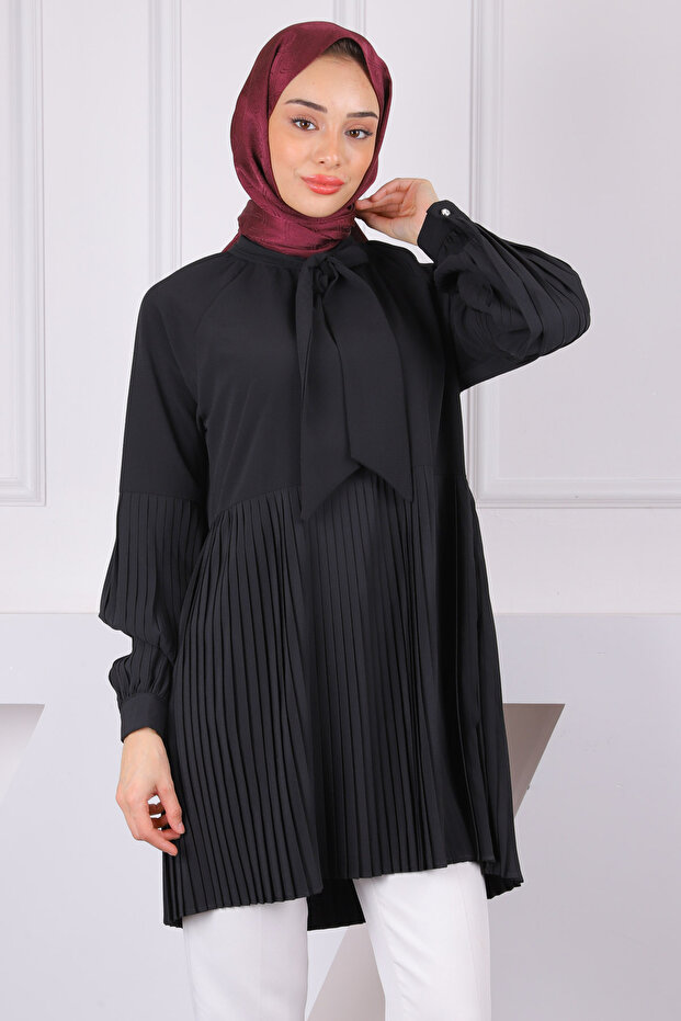Siyah Piliseli Modal Tunik - 1