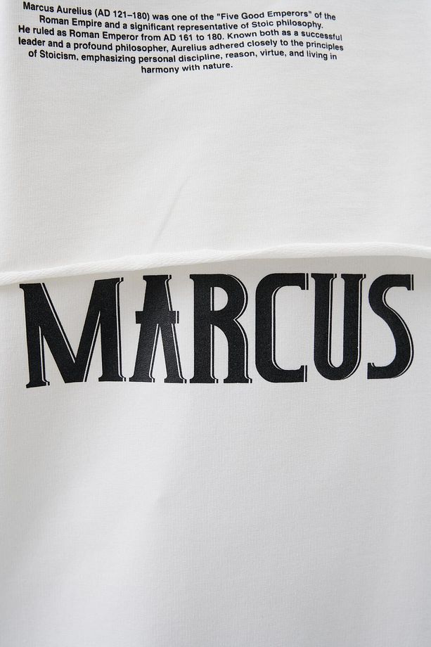 Erkek Marcus Aurelius Oversize Ekru Tişört - 3