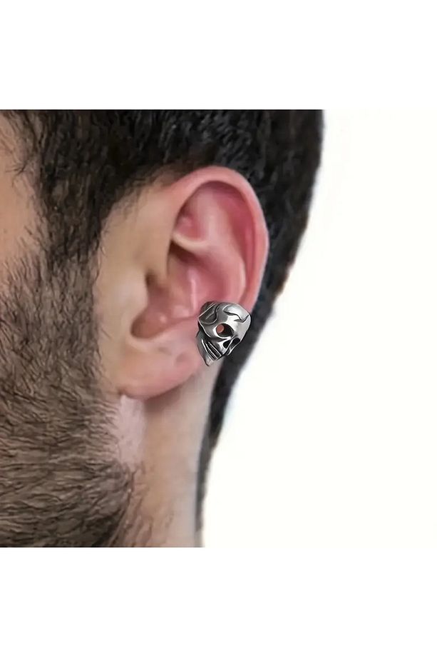 1 Adet Erkeklerin Trendy Kafatası Kulak Klipsi Kıkırdak Küpesi - 1