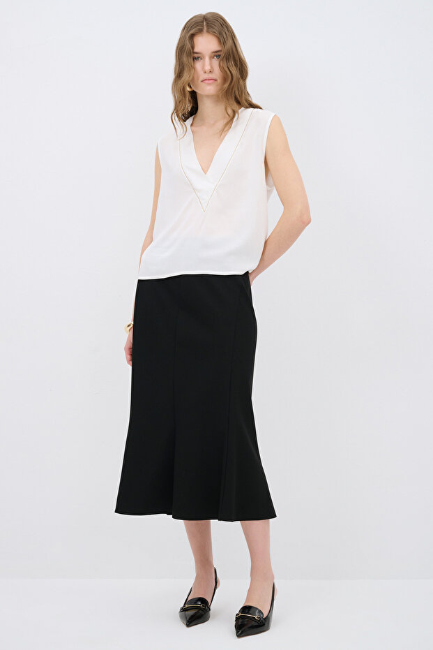 Taş Detaylı Kolsuz  Örme Bluz - 3