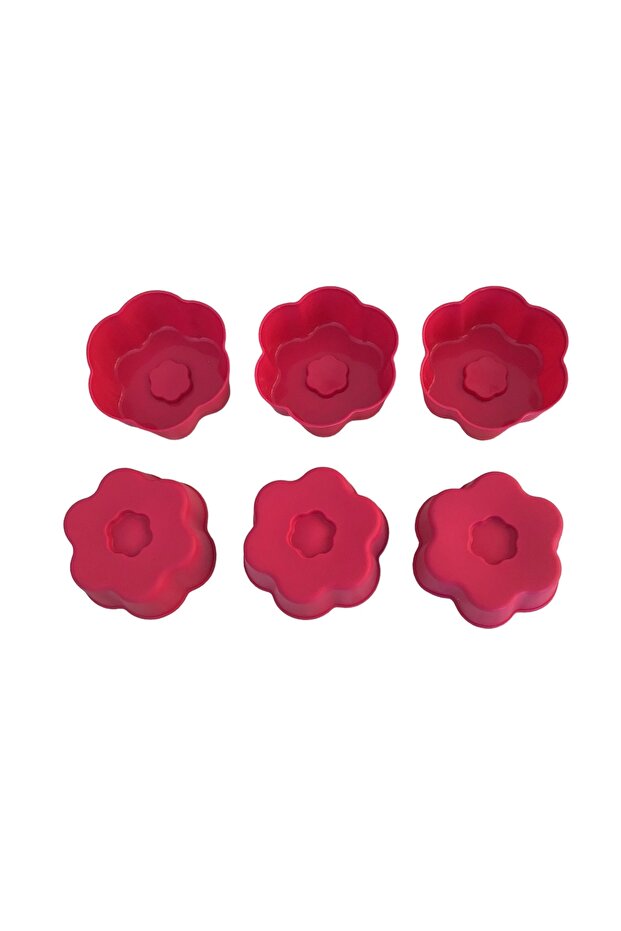 Bybirgül Red 12 Piece Silicone Mini Daisy Cake Mold, Muffin Mold 12 Pieces