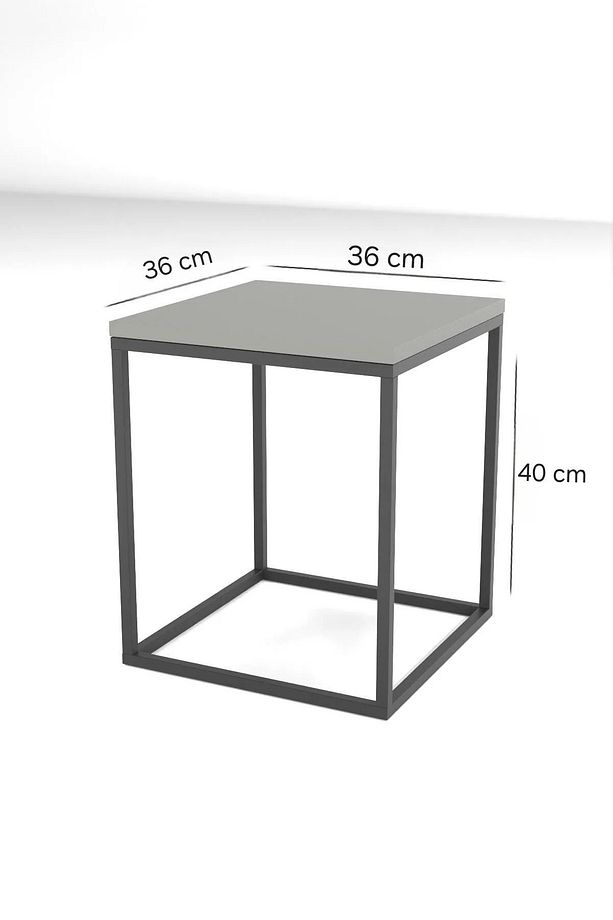 Astana 5'li Kare Orta Sehpa Gümüş Ayak Beyaz 10 Mm Glossmax Parlak Mdf - 7
