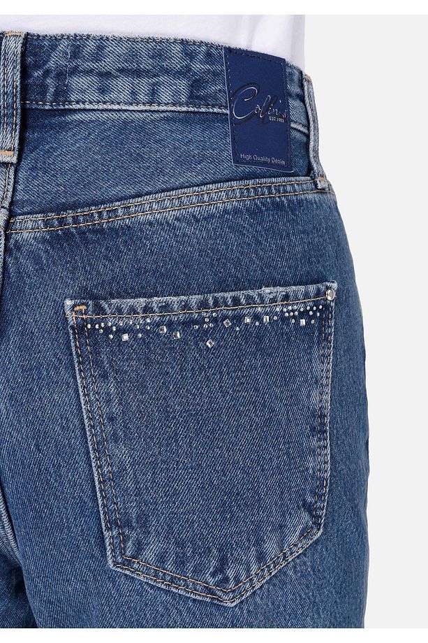 970 Berry Regular Fit Yüksel Bel Geniş Paça Kadın Mavi Jean Pantolon - 6
