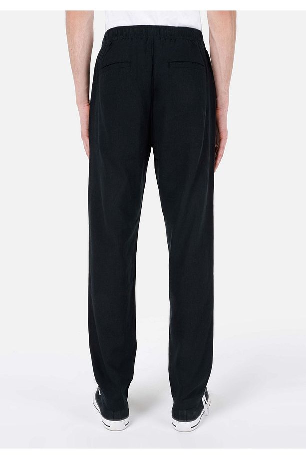 Regular Fit Orta Bel Düz Paça Erkek Siyah Pantolon - 2